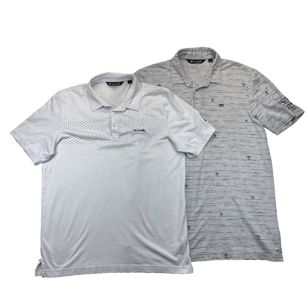 Travis Mathew Golf Polo Lot 2 Men's Size L Palm Print Black Bear Course